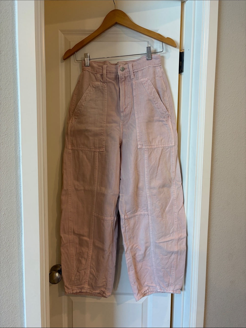 High-Waist Barrel Pink Wide-Leg Pants